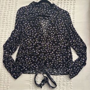 Banana Republic Floral Dillon Tie-Front Ditsy Top Sz M
